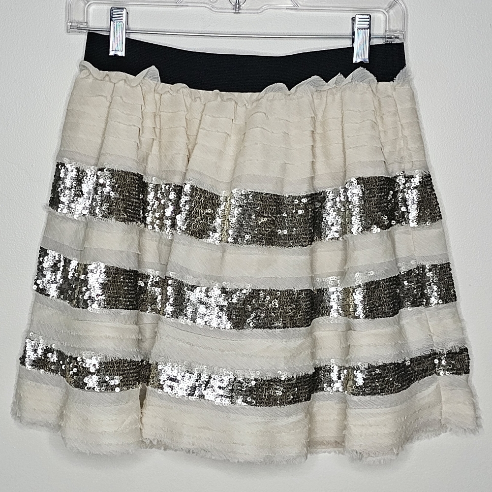 Free People gold sequin striped skater skirt size S